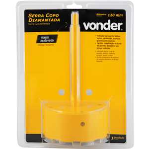 Serra copo diamantada 120 mm, com haste, VONDER