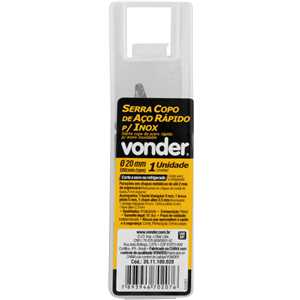 Serra copo de aço rápido, 20 mm, para inox, VONDER