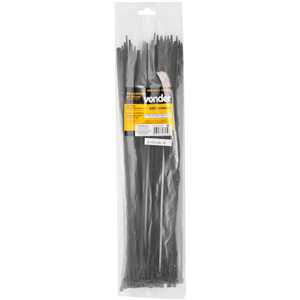Abraçadeira de nylon, preta, 400 mm x 4,8 mm, com 100 peças, VONDER