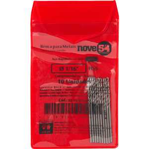 Broca de aço rápido 1/16", com 10 peças, DIN 338 HSS, NOVE54