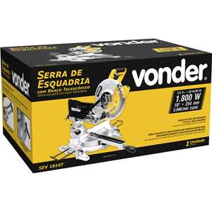 Serra de esquadria 10", com braço telescópico, 1.800 W, 127 V~, SEV 1810T VONDER