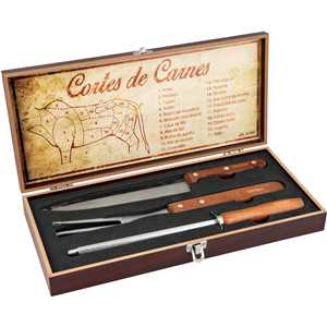 Jogo de utensílios para churrasco, em aço inox, com 4 peças, VONDER