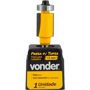 Fresa com dentes de metal duro, reta, para acabamento com rolamento, 13 mm VONDER
