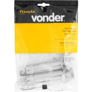 Chumbador CBV com parafuso sextavado, 3/8" x 2.1/2", VONDER