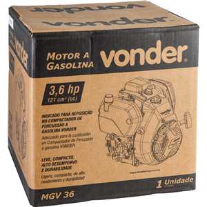 Motor a gasolina 3,6 hp, eixo horizontal, 4 tempos, MGV 36, VONDER.