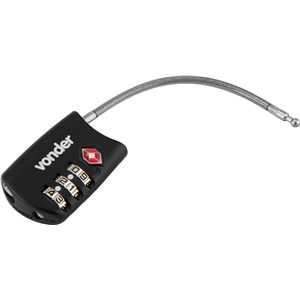 Cadeado TSA com segredo, 3 algarismos, com cabo de aço, preto, VONDER