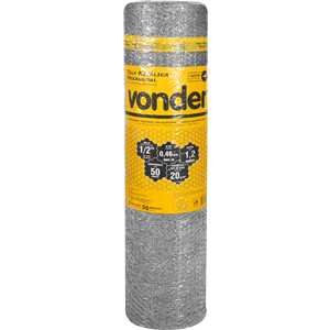 Tela metálica hexagonal, viveiro, malha 1/2", 26 BWG x 1,2 m, com 50 m,  VONDER