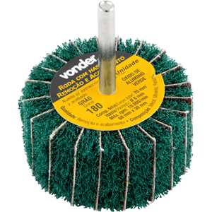 Roda com haste para remoção e acabamento, 60 mm x 30 mm, grão 180, VONDER