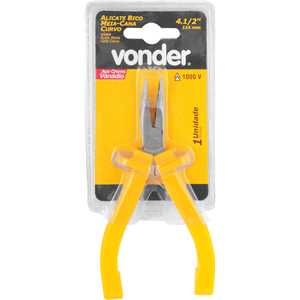 Alicate bico meia cana curvo 4.1/2", com isolação até 1.000 V, VONDER