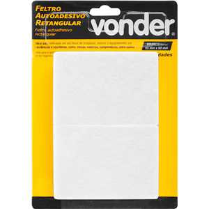 Feltro autoadesivo branco, retangular, 95 mm x 68 mm, VONDER