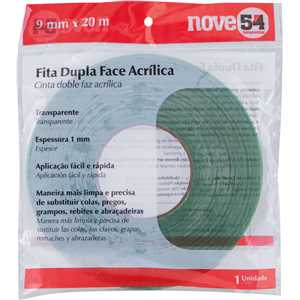 Fita dupla face acrílica, 9 mm x 20 m, NOVE54