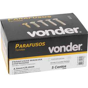 Parafuso madeira chipboard, cabeça chata, fenda cruzada/phillips, 4,5 mm x 25,0 mm, VONDER
