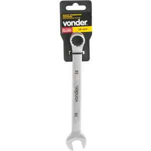 Chave combinada 16 mm, aço cromo vanádio, reta cromada, VONDER