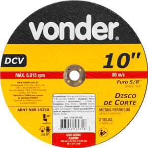 Disco de corte 254 mm x 3,2 mm x 15,87 mm DCV, VONDER