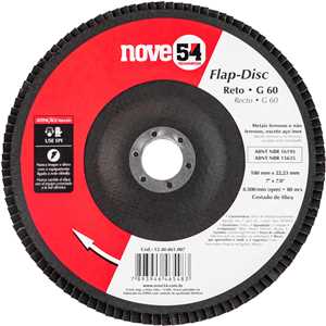 Flap-disc, disco de desbaste/acabamento, 7" - 180 mm, reto, grão 60, NOVE54