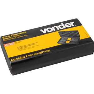 Jogo de bits e ponteiras, com 35 peças, corpo fino, encaixe sextavado 1/4", VONDER