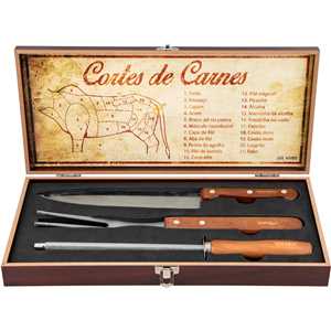 Jogo de utensílios para churrasco, em aço inox, com 4 peças, VONDER