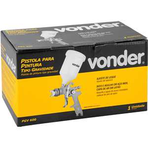 Pistola para pintura, tipo gravidade, com caneca plástica, PGV 600, VONDER