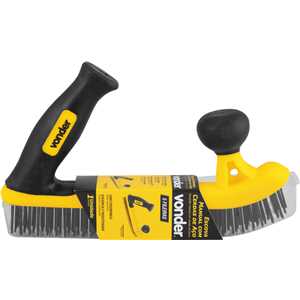 Escova manual com cerdas de aço, 5 fileiras, com cabo ergonômico de plástico, VONDER
