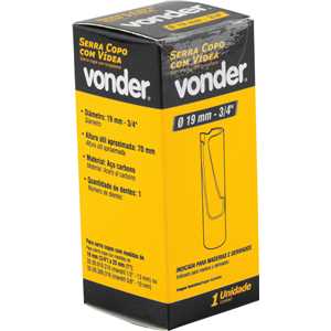 Serra copo 19 mm - 3/4", com vídea, VONDER