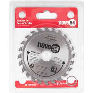 Lâmina de serra circular com dentes de metal duro/vídea, 110 mm x 20 mm, 24 dentes, NOVE54