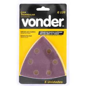 Lixa triangular com costado em pluma, grão 120, para lixadeira multifunção, VONDER