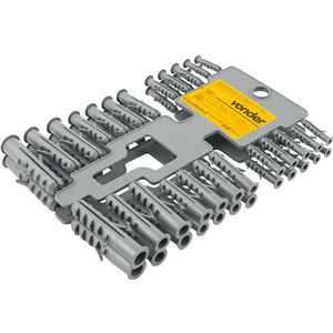 Bucha de plástico para fixação com anel, jogo de 5 mm a 12 mm, cartela com 48 peças, VONDER