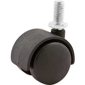 Rodízio giratório duplo leve 1.9/16", de nylon, preto, com rosca, VONDER