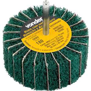 Roda com haste para remoção e acabamento, 80 mm x 35 mm, grão 180, VONDER