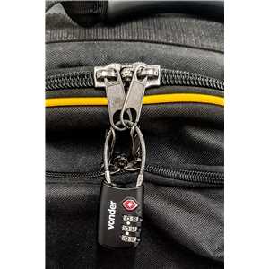 Cadeado TSA com segredo, 3 algarismos, com cabo de aço, preto, VONDER