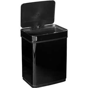 Lixeira retangular com sensor de abertura, 50 litros, inox, preta, VONDER