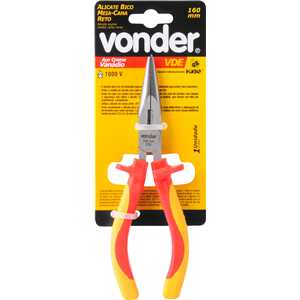 Alicate bico meia cana reto 160 mm, VDE, com isolação até 1.000 V, VONDER