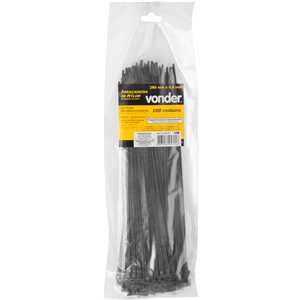 Abraçadeira de nylon, preta, 280 mm x 4,8 mm, com 100 peças, VONDER