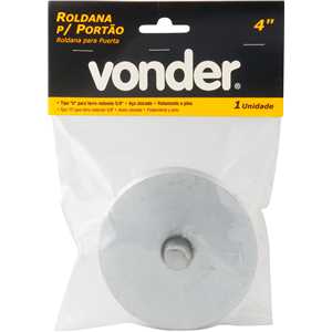 Roldana para portão 4", tipo U, aço zincado, com rolamento e pino, VONDER