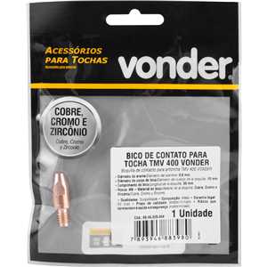 Bico de contato 0,8 mm x 30 mm, em cobre, cromo e zircônio, para Tocha TMV 250/300/400 VONDER