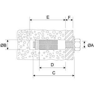 Chumbador CBV com parafuso sextavado, 1/4" x 2",  VONDER