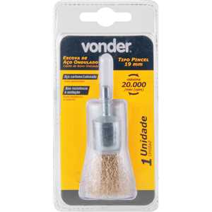 Escova de aço latonado ondulado, tipo pincel, 19 mm, VONDER