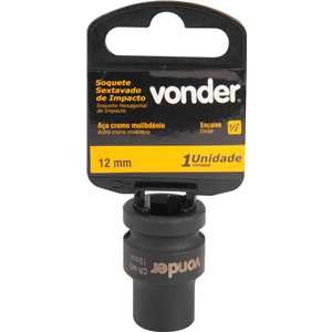 Soquete sextavado de impacto, encaixe de 1/2" x 12,0 mm, VONDER