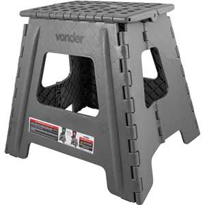 Banqueta plástica dobrável, cinza, altura 360 mm, VONDER