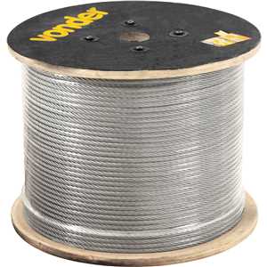 Cabo de aço galvanizado, alma de fibra, 9,53 mm - 3/8", 6 x 19S, VONDER