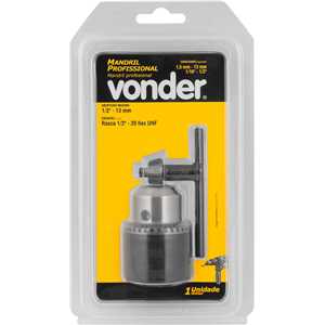 Mandril com chave, 1,5 mm - 13,0 mm, 1/2" x 20 fios, profissional, VONDER