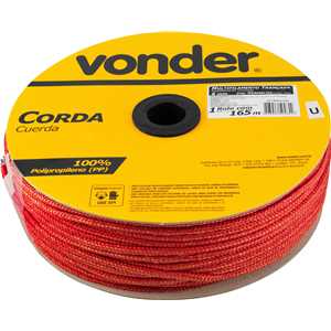Corda multifilamento trançada 6,0 mm x 165 m, vermelha, em carretel, VONDER