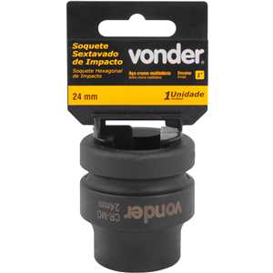 Soquete sextavado de impacto, encaixe de 1" x 24,0 mm, VONDER