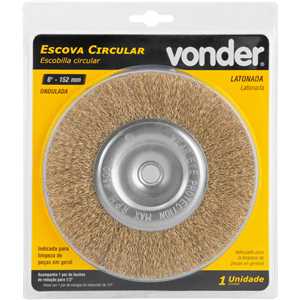 Escova circular aço latonado, 6" x 1/2" x 1/2" (152,4 mm x 12,7 mm x 12,7 mm), VONDER