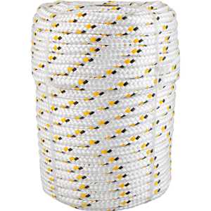 Corda multifilamento trançada 10,0 mm x 50 m, branca com detalhes em preto e amarelo, VONDER