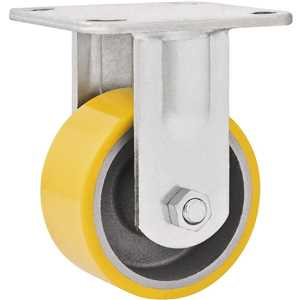Rodízio fixo industrial leve 5", de poliuretano e ferro fundido, amarelo, VONDER