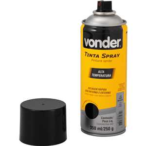 Tinta em spray alta temperatura, preto, 350 ml/250 g, VONDER
