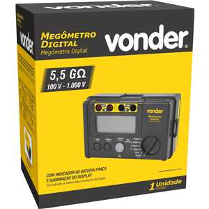 Megômetro digital, 5,5 Gohms, 100 V - 1.000 V, VONDER