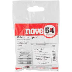 Rebite de repuxo 3,2 mm x 8,0 mm, branco, pacote com 100 peças NOVE54