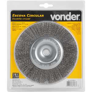 Escova circular de aço inox ondulado, 6" x 1/2" x 1/2" (152,4 mm x 12,7 mm x 12,7 mm) VONDER